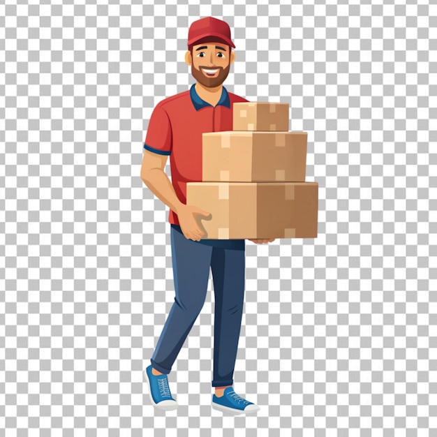 PSD man deliver package illustration