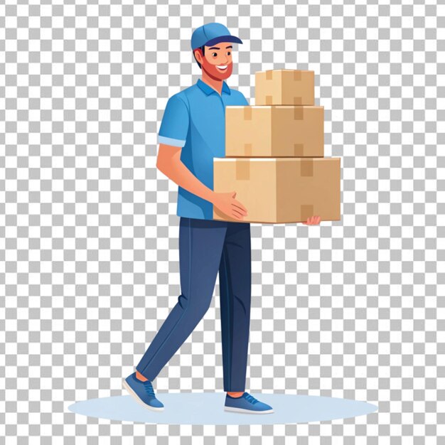 PSD man deliver package illustration