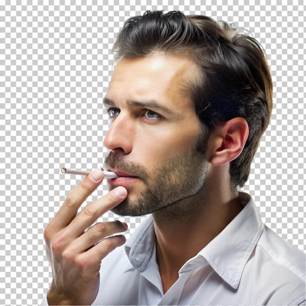 Man doing smoking isolated on transparent background