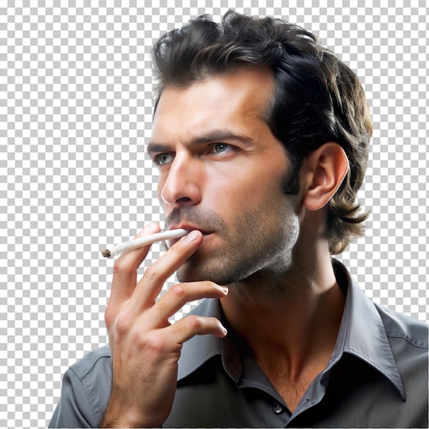 Man doing smoking isolated on transparent background