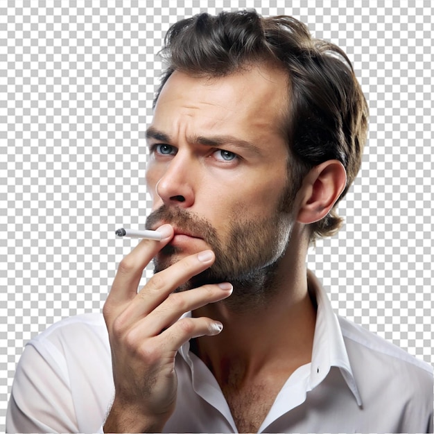 Man doing smoking isolated on transparent background