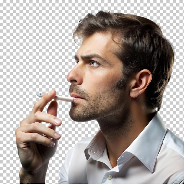 Man doing smoking isolated on transparent background