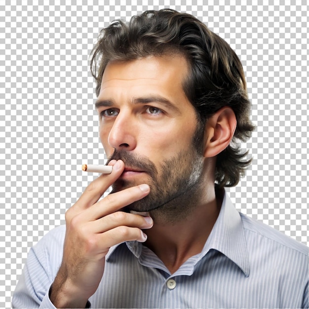 Man doing smoking isolated on transparent background