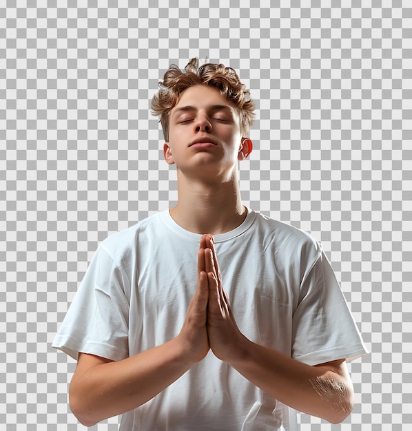 PSD a man doing yoga on isolated transparent background