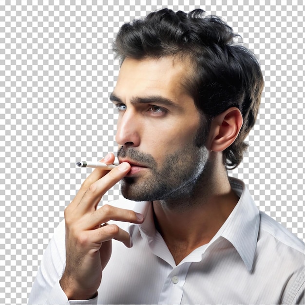 PSD man dong smoking isolated on transparent background