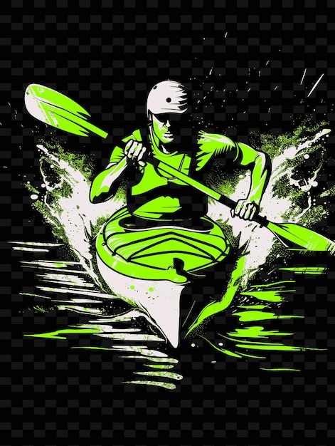 PSD a man in a green suit is riding a paddle