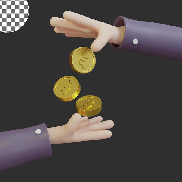 Man Hand Giving Coins to Other