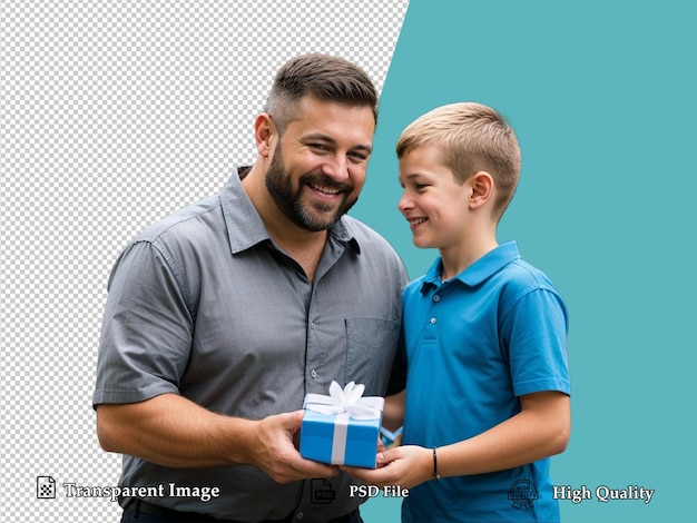 a man holding a gift with a boy holding it and the words  the picture  on it