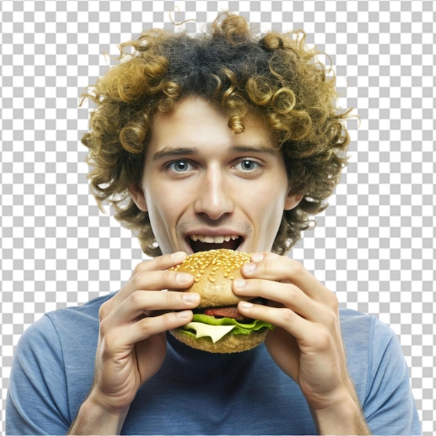 PSD a man holding a hamburger