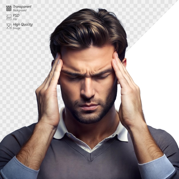 Man holding his head in pain showing signs of distress