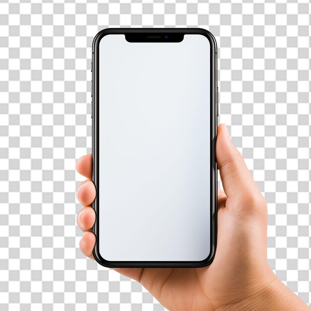 A man holding a phone on blank screen png