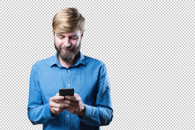 Man holding smartphone