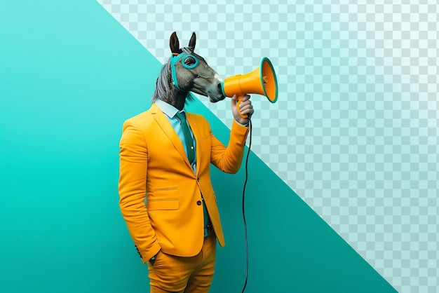 PSD man in horse mask in surreal setting