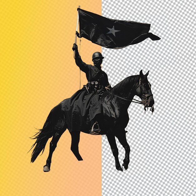 PSD a man on a horse with a flag on his back