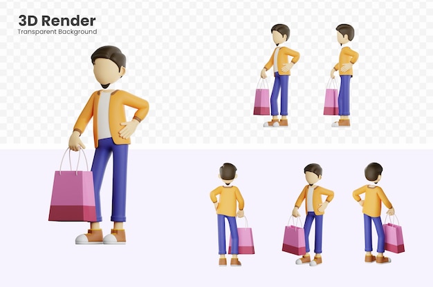 A Man is Shopping 3d Illustration