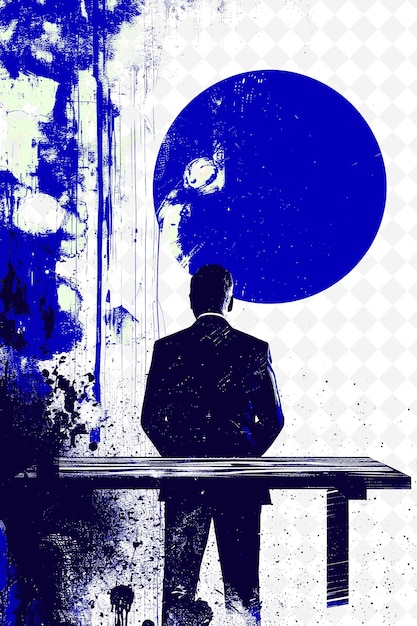 PSD a man is sitting in front of a blue ball that says quot the word quot