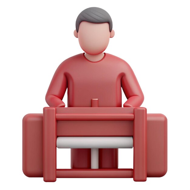 PSD a man is sitting on a red chair with a white background