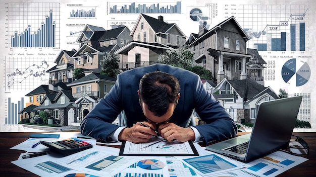 a man is sitting at a table with a map of the city in the background