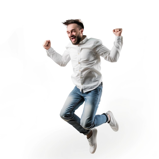 man jumping high celebrate the happiness