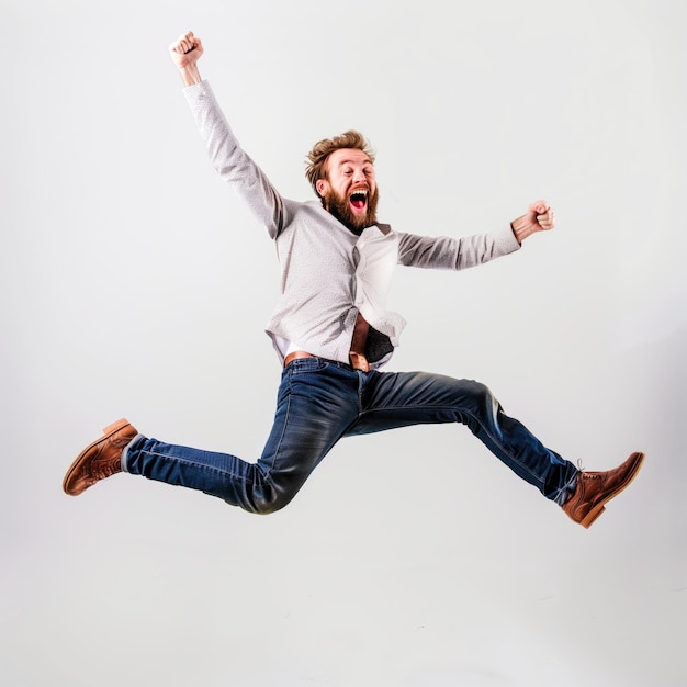 man jumping high celebrate the happiness