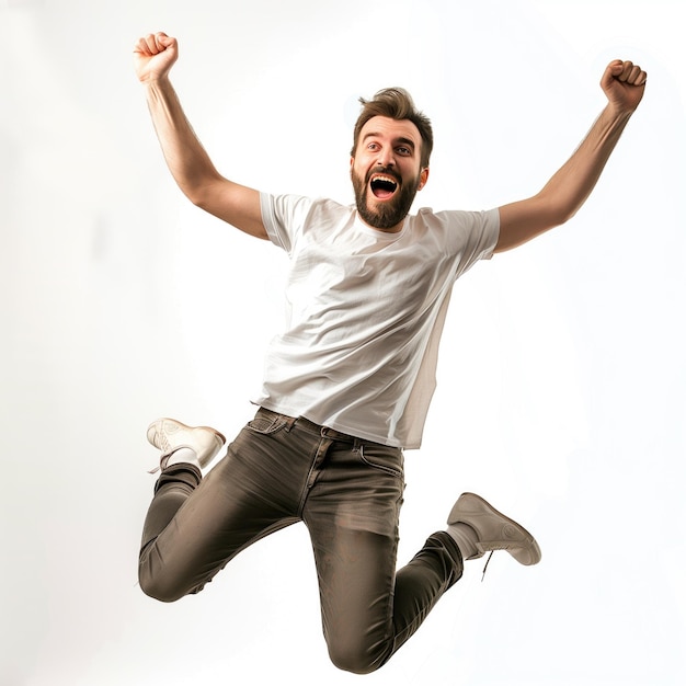 man jumping high celebrate the happiness