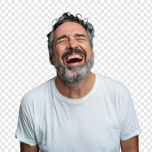 PSD man laughing with joy