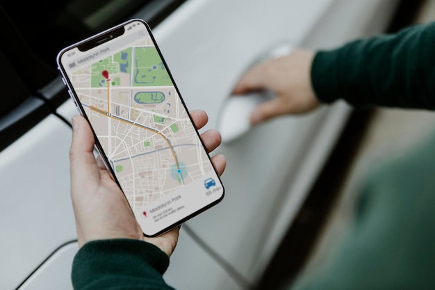 Man looking at a map on his smartphone