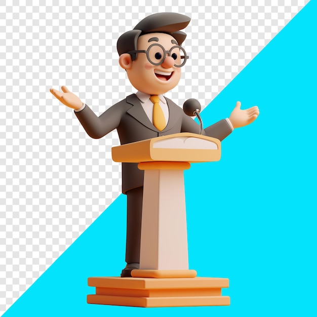 A man making a speech on a pulpit 3d design Suitable for business and politics