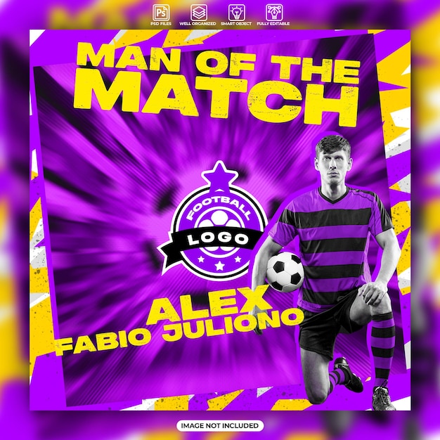 PSD man of the match soccer or football poster design