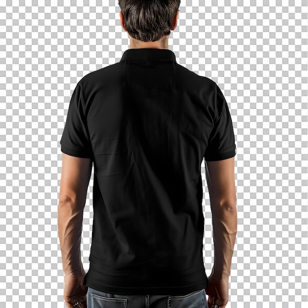 man modeling a black shirt from back perspectives free mockup