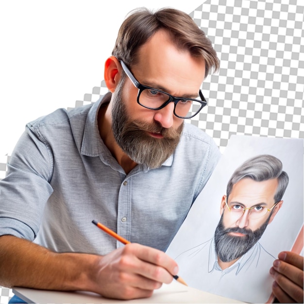 A man painting a picture of a man in a shirt