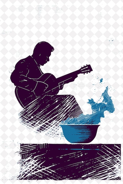 PSD a man playing a guitar in a bowl with a picture of a man playing a guitar