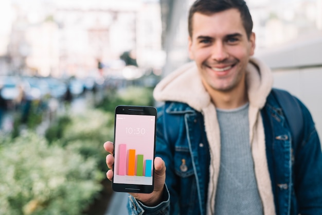 Man presenting smartphone mockup