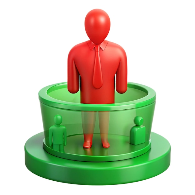 PSD a man in a red suit stands in a green circle