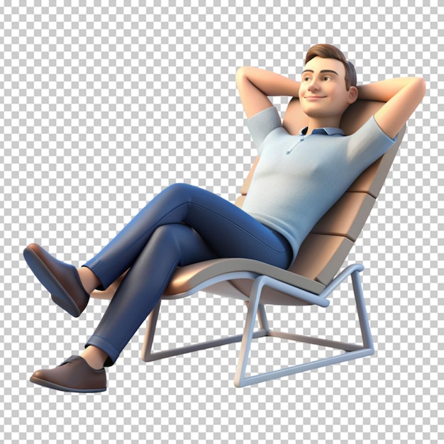 Man Relaxing 3D Cartoon Style