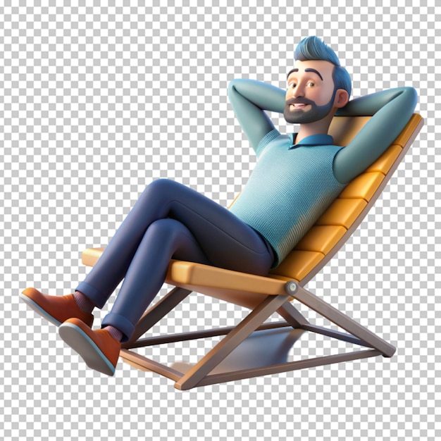 Man Relaxing 3D Cartoon Style