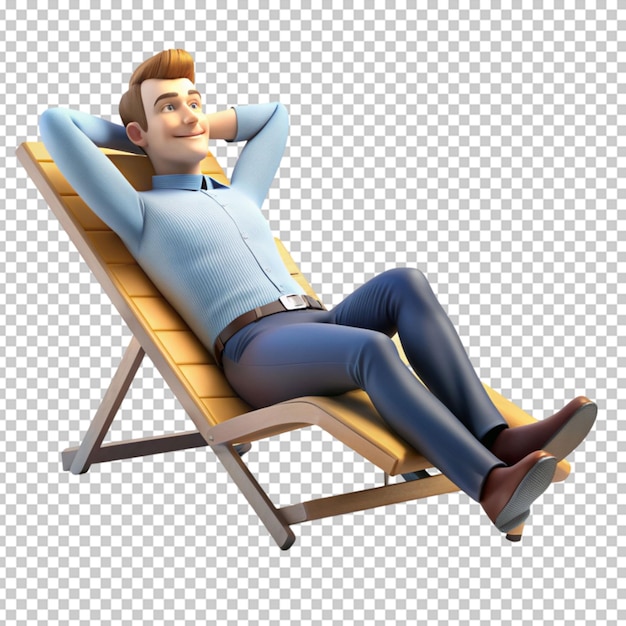 Man Relaxing 3D Cartoon Style