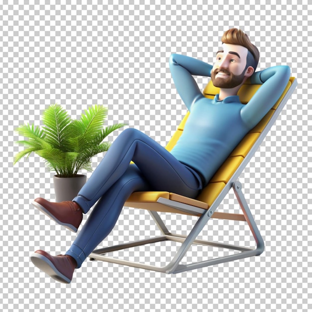 Man Relaxing 3D Cartoon Style