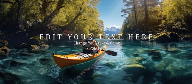 Man rowing with kayak on river