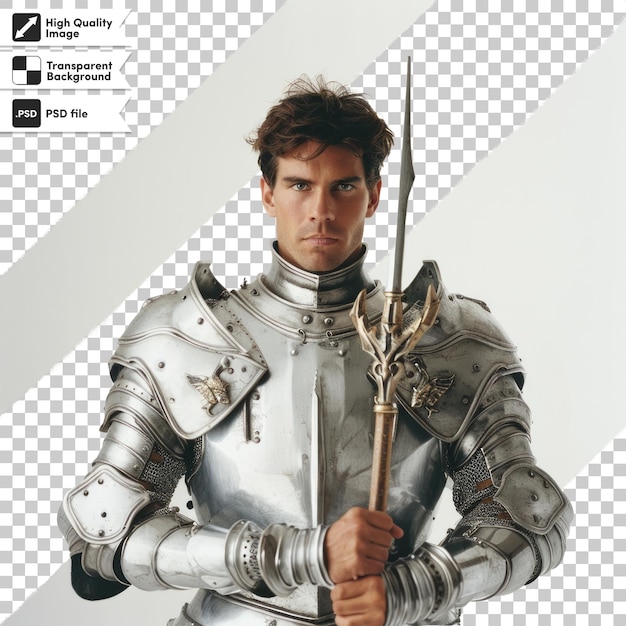 a man in a silver armor with a sword in his hand