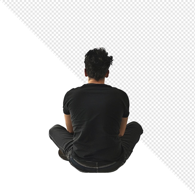 Man Sitting Backwards Isolated on White Background