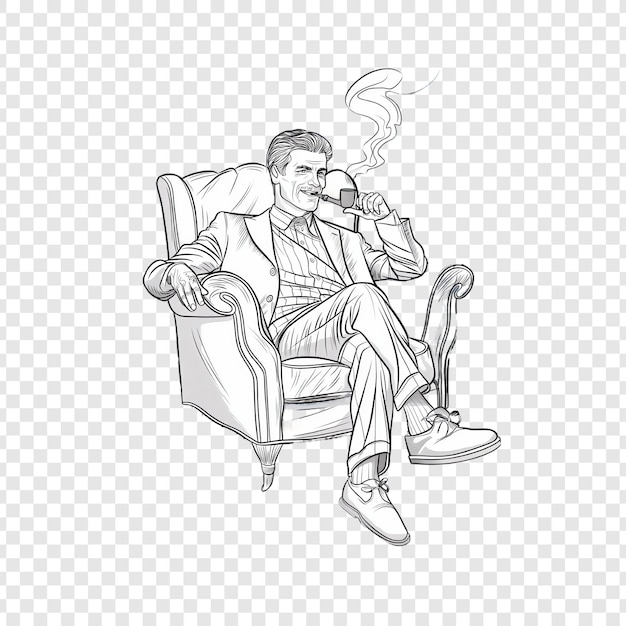 man sitting in a chair and drinking a hot drink