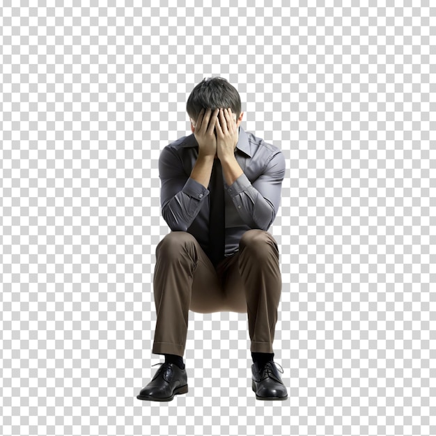 PSD a man sitting on the floor with his mouth open and eyes wide on transparent background