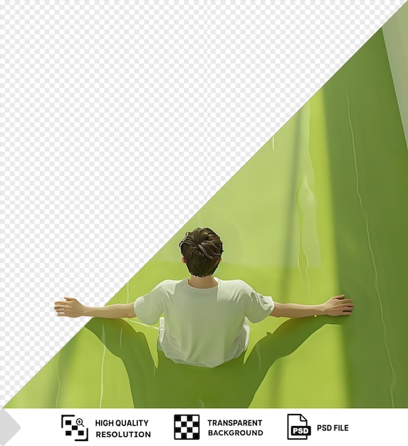 PSD man sitting on green background psd