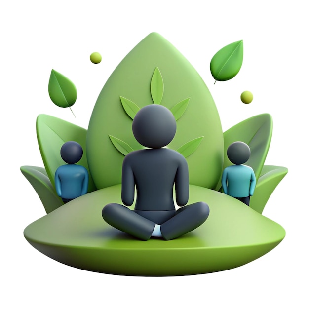 PSD a man sitting in a lotus position with three people in the background