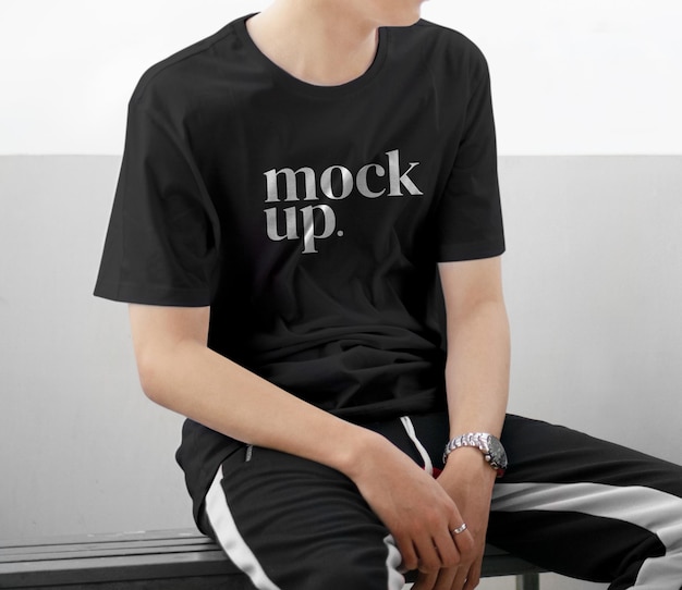 Man sitting shirt mockup