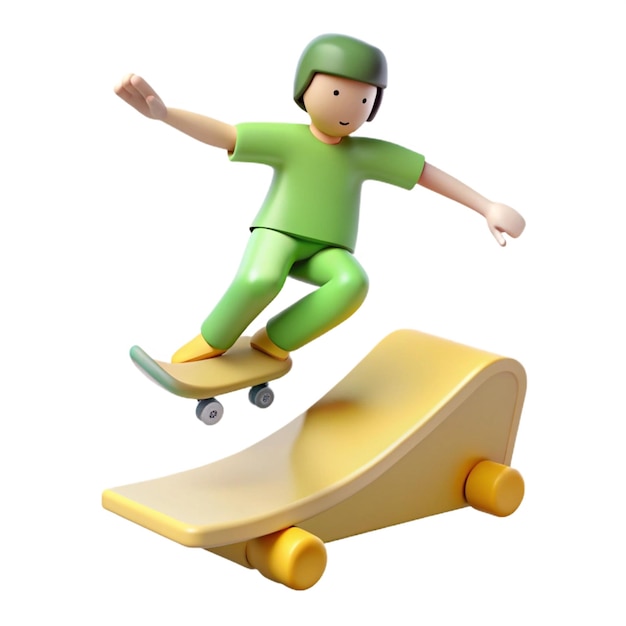 a man on a skateboard with a green helmet on