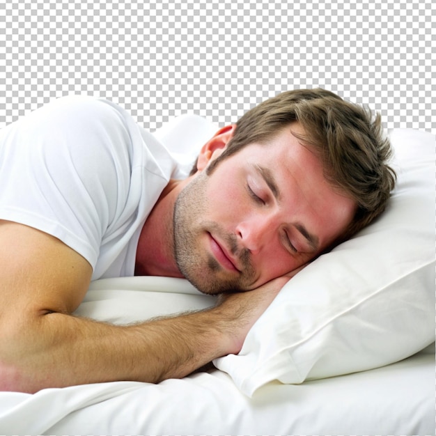 PSD man sleeping isolated on transparent background