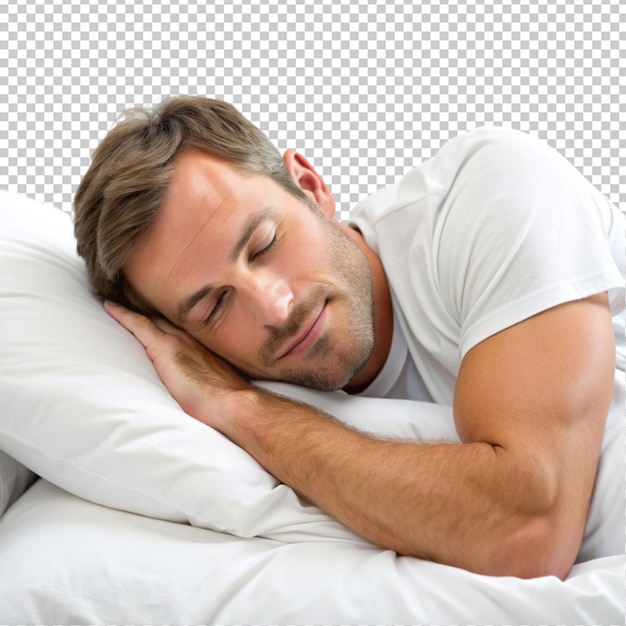 PSD man sleeping isolated on transparent background