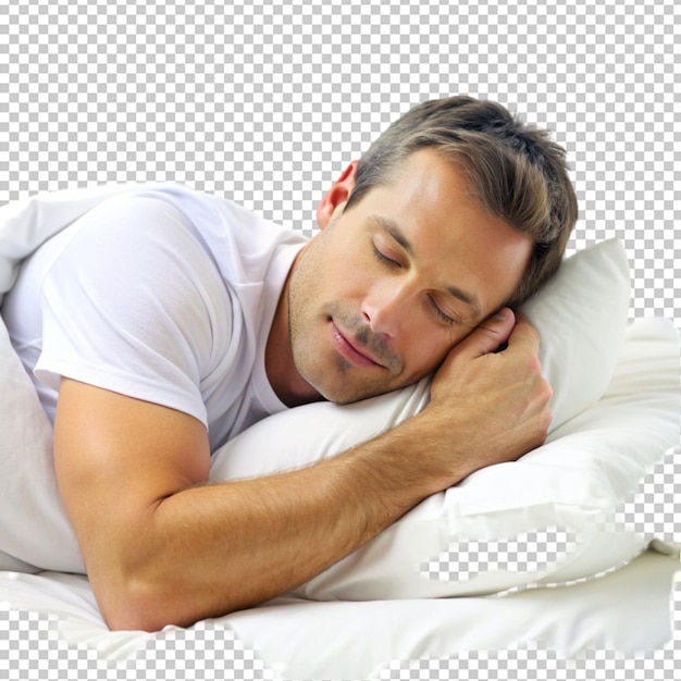 PSD man sleeping isolated on transparent background